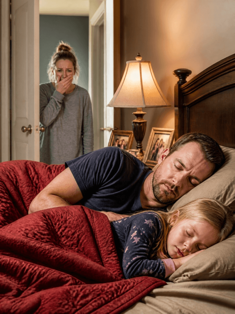 An eight-year-old girl sleeps alone, yet every morning she says her bed feels “too small.” When her mother checks the security footage at 2 a.m., she silently breaks down in tears…
